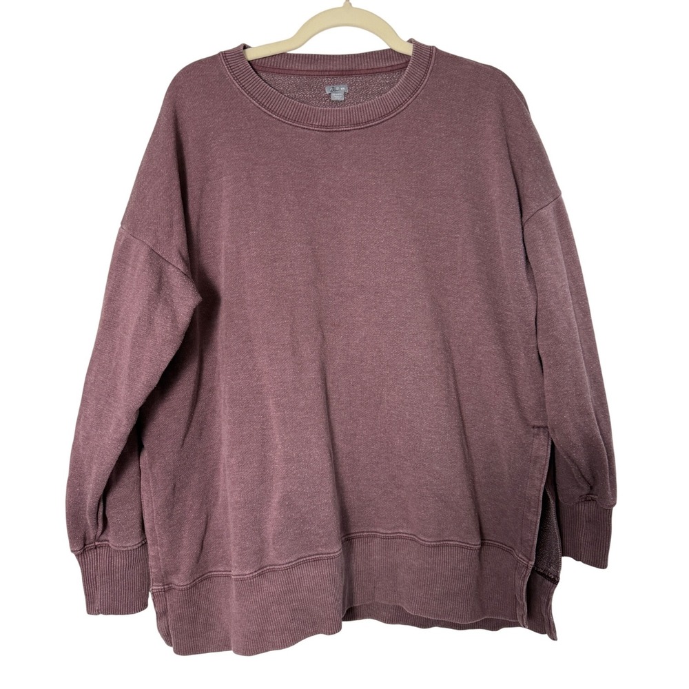 Aerie Side Slit Crew Neck Sweatshirt Women Medium Mauve Excellent Oversized